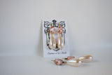 Blush Pink Crystal and Pearl Dangles - Medium Oval Stones, Large Pearls