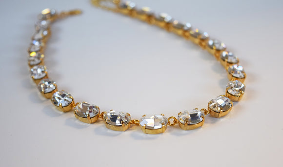 Clear Swarovski Crystal Necklace - Medium Oval