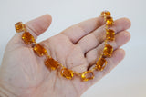Light Orange Collet Necklace - Medium Octagon