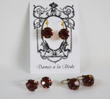 Burgundy Swarovski Crystal Earrings - Small Round