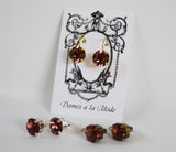 Burgundy Swarovski Crystal Earrings - Small Round