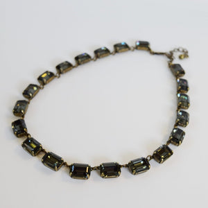 Dark Grey Swarovski Collet Necklace - Medium Octagon