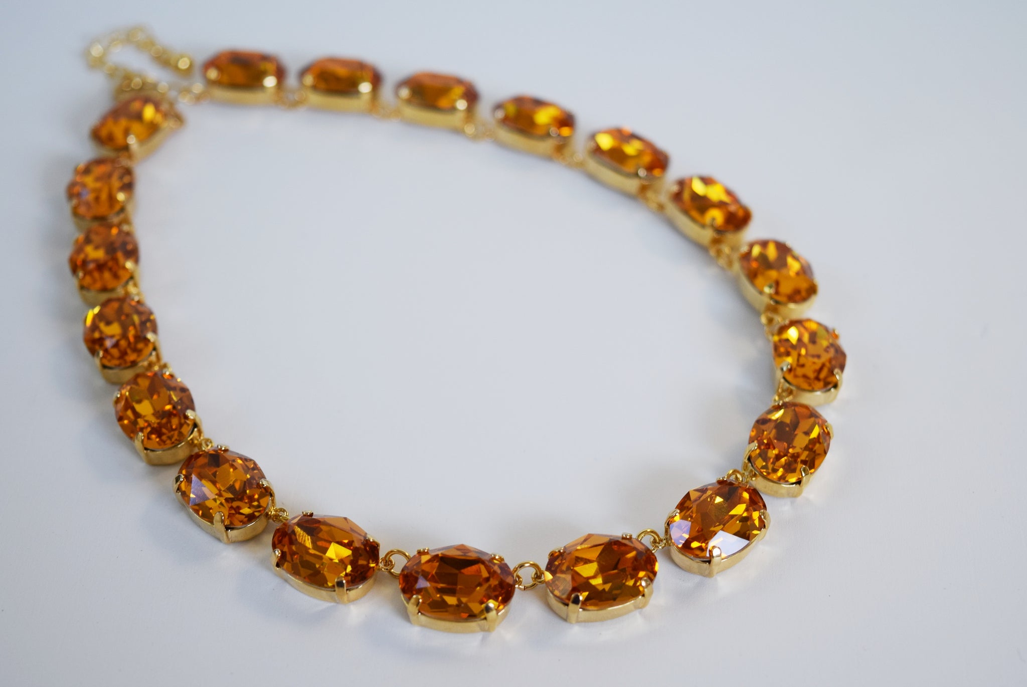 Orange Topaz Swarovski Crystal Collet Necklace - Large Oval – Dames a ...