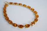 Orange Topaz Swarovski Crystal Collet Necklace - Large Oval