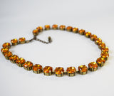 Orange Topaz Collet Necklace | Crystal Riviere Necklace - Small Round