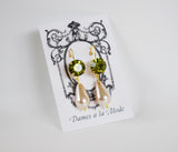 Olive Green Swarovski Crystal and Pearl Dangles - Small Round