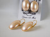 Pearl Cabochon Earrings - Extra Large Oval