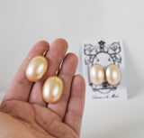 Pearl Cabochon Earrings - Extra Large Oval