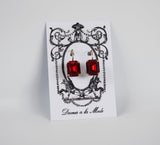 Garnet Red Swarovski Crystal Earrings - Small Octagon