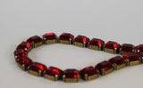 Garnet Swarovski Crystal Collet Necklace - Small Octagon