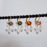 ON SALE!  Silver Plated - Girandole Earrings - Small Crystal and Pearl
