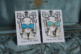 Faux Turquoise and Pearl Dangles - Round