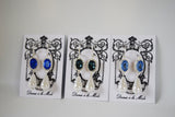 Blue and Pearl Crown Earrings - Medium Oval