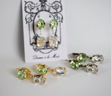 Mint Green and Clear Swarovski Crystal 2-stone earrings