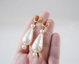 18th Century Large Faux Pearl Dangle Earrings
