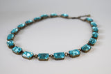 Light Blue Aquamarine Collet Necklace - Medium Octagon