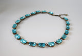 Light Blue Aquamarine Collet Necklace - Medium Octagon