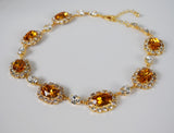 Large Swarovski Orange Topaz Halo Necklace