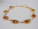 Large Swarovski Orange Topaz Halo Necklace
