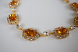 Large Swarovski Orange Topaz Halo Necklace