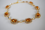 Large Swarovski Orange Topaz Halo Necklace