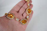 Large Swarovski Orange Topaz Halo Necklace