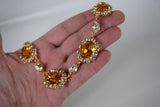Large Swarovski Orange Topaz Halo Necklace