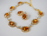 Large Swarovski Orange Topaz Halo Necklace