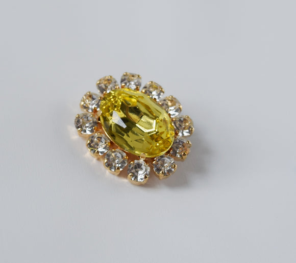 Citrine Yellow Crystal Cluster Brooch