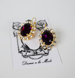 Amethyst Swarovski and Crystal Cluster Earrings - Large Oval