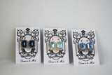 Blue Crystal Halo Earrings - Medium Octagon