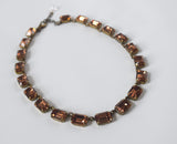 Dark Colorado Topaz Swarovski Collet Necklace - Medium Octagon
