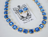 Light Blue and Purple Crystal Collet Necklaces - Medium Square