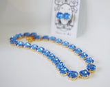 Light Blue and Purple Crystal Collet Necklaces - Medium Square