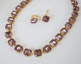 Light Blue and Purple Crystal Collet Necklaces - Medium Square
