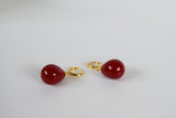 Red Shell Pearl Coral Drop Earrings - Large