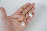 Hoop and Shell Pearl Earrings - Large Hoop