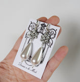 Crystal Cluster and Pearl Dangles - Extra Large
