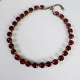 Ruby Red Crystal Collet Necklace - Small Round