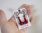 Coral Red 2-Stone Teardrop Earrings