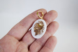 Cameo Earrings - White and Gold Warrior Intaglio - x-Large