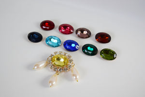 Crystal Cluster Brooch with Pearls
