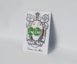 Peridot Green Crystal Earrings - Medium Octagon