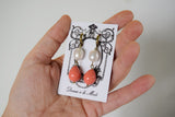 Pink Coral Shell and Pearl Earrings