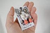 Pink Coral Shell and Pearl Earrings