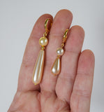 Champagne Pearl Teardrop Earrings - 2 stone