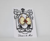 Cameo Earrings - Carnelian and White Acryllic - Large Oval