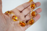 Citrine Swarovski Crystal Collet Necklace - Large Oval
