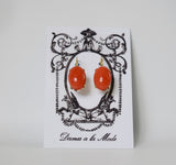 Coral Stone Earrings - Medium Oval