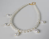 Shell Pearl Necklace with Teardrops